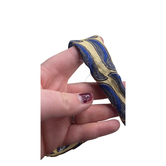 Villa Bugatti Tie All Silk Tan Blue Geometric Pattern Career Professional 3.5" - Picture 6 of 8